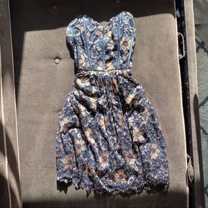 Strapless Black Flowy Dress with Boning on Top